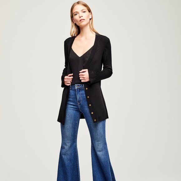 L'AGENCE Sweaters - L'AGENCE Lucas Longline Cardigan Black Size Medium